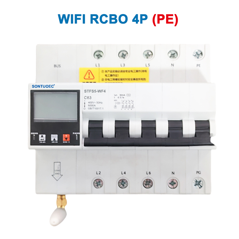 WiFi Stfs5-63 series Ntau lub chaw ua haujlwm ioot iotionial RCBO Txawj Ntse Circuit Court breaker